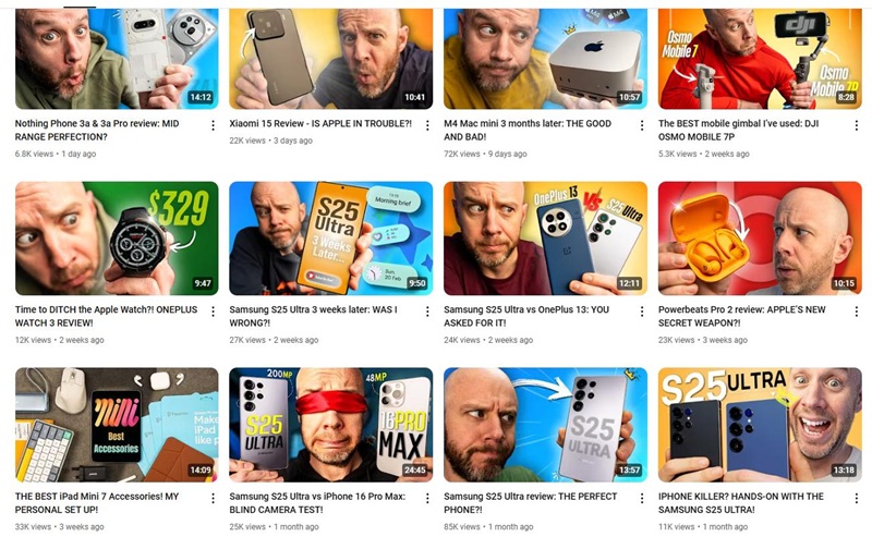 YouTube網(wǎng)紅營(yíng)銷(xiāo)：美國(guó)科技數(shù)碼產(chǎn)品測(cè)評(píng)尾部博主頻道內(nèi)容
