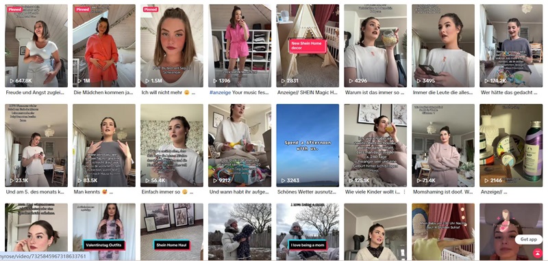 德國母嬰時尚KOL達人tiktok頻道內(nèi)容