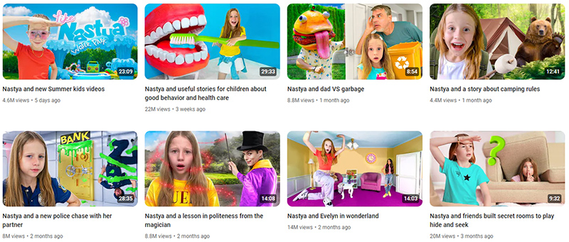 美國知名兒童教育類YouTube頭部網(wǎng)紅頻道內(nèi)容