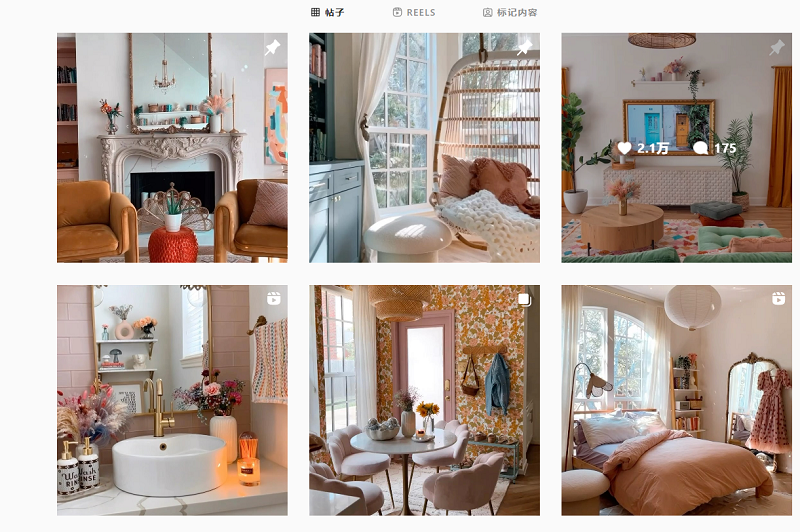 Instagram家居裝飾博主主頁