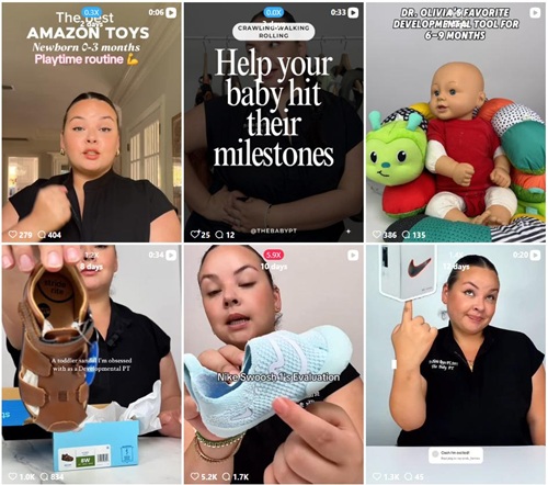 Instagram網(wǎng)紅營銷:美國兒童寶寶物理治療師博主頻道內(nèi)容