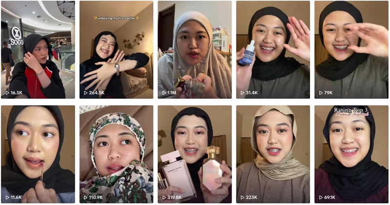 TikTok網(wǎng)紅:印度尼西亞美妝時(shí)尚Vlog博主頻道內(nèi)容