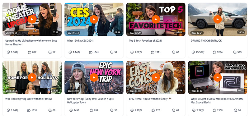 美國女性科技類youtube博主營銷推廣頻道內(nèi)容